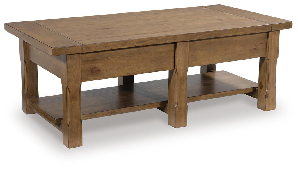 Vandenmore Coffee Table in Medium Brown, back view