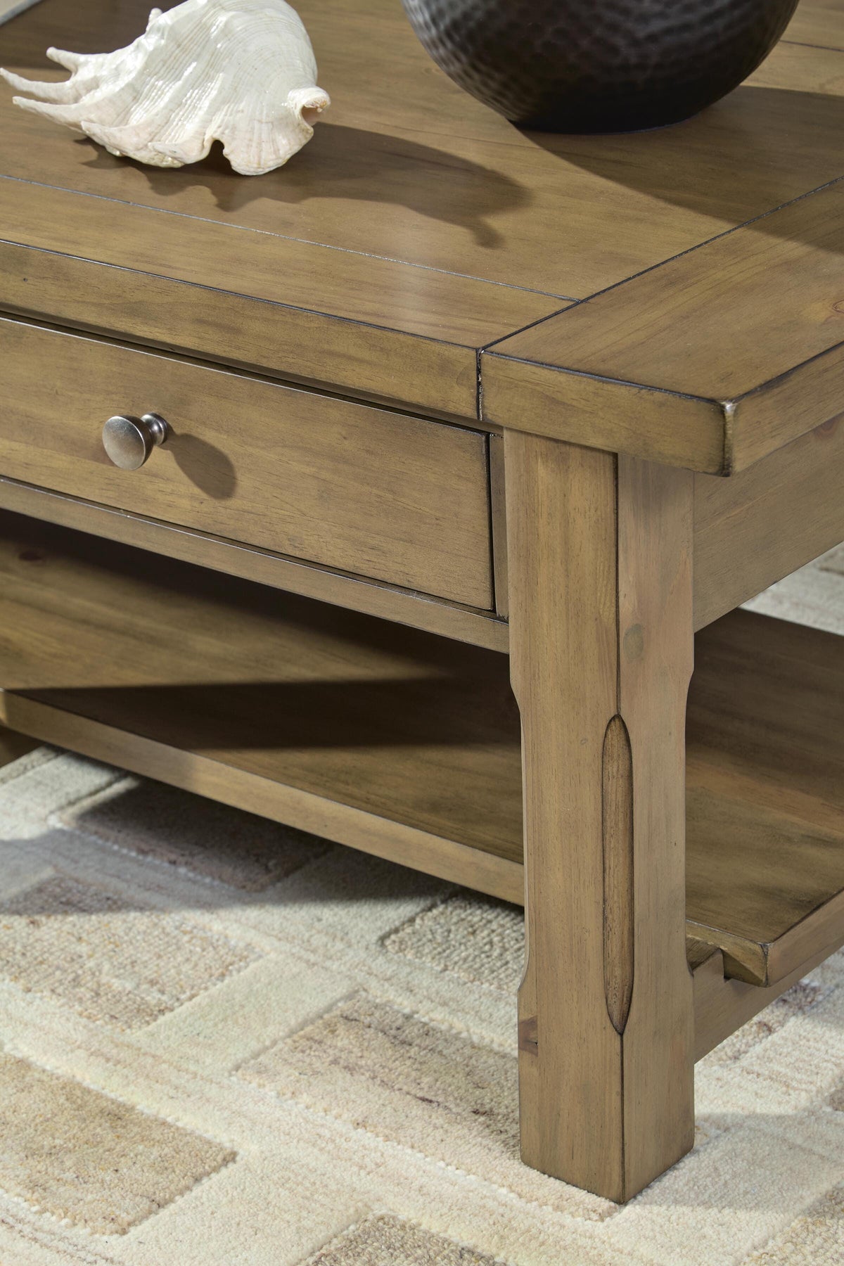 Vandenmore Coffee Table in Medium Brown, detail view