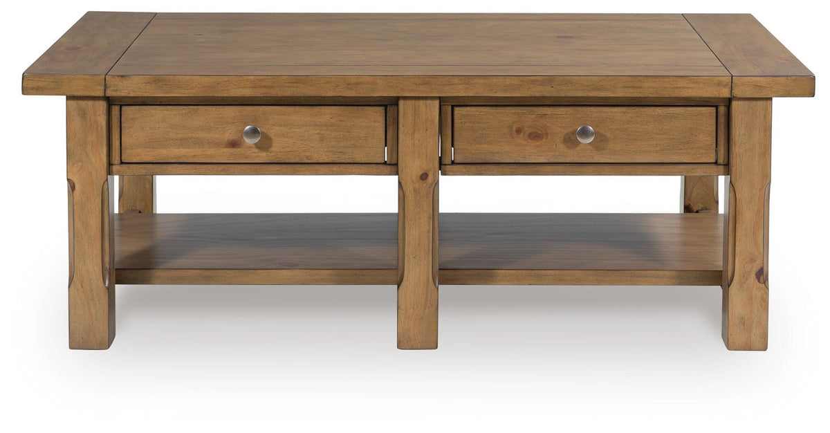 Vandenmore Coffee Table in Medium Brown, front view