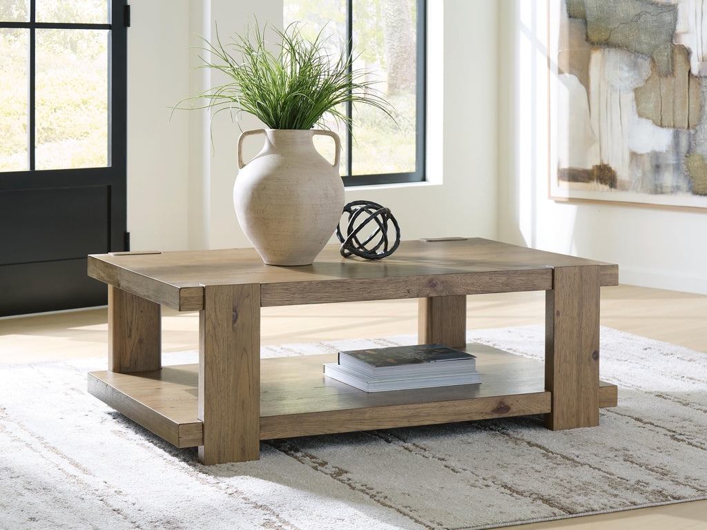 Flangren Coffee Table in Light Brown, lifestyle view