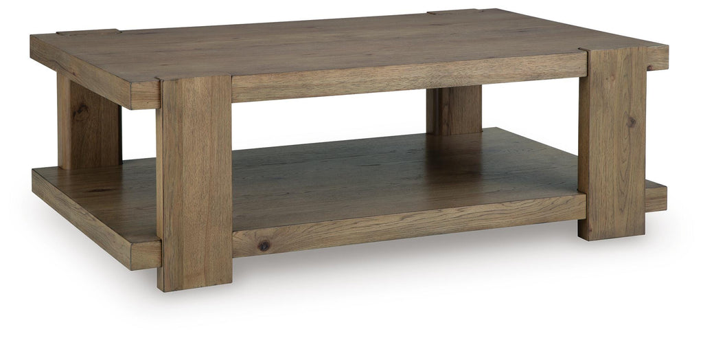 Flangren Coffee Table in Light Brown, angle view