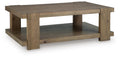 Flangren Coffee Table in Light Brown, angle view