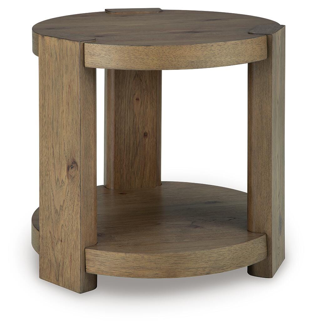 Flangren End Table in Light Brown, angle view