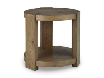 Flangren End Table in Light Brown, angle view