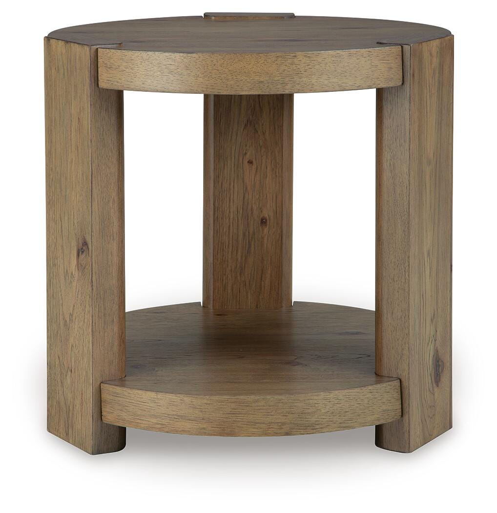 Flangren End Table in Light Brown, front view