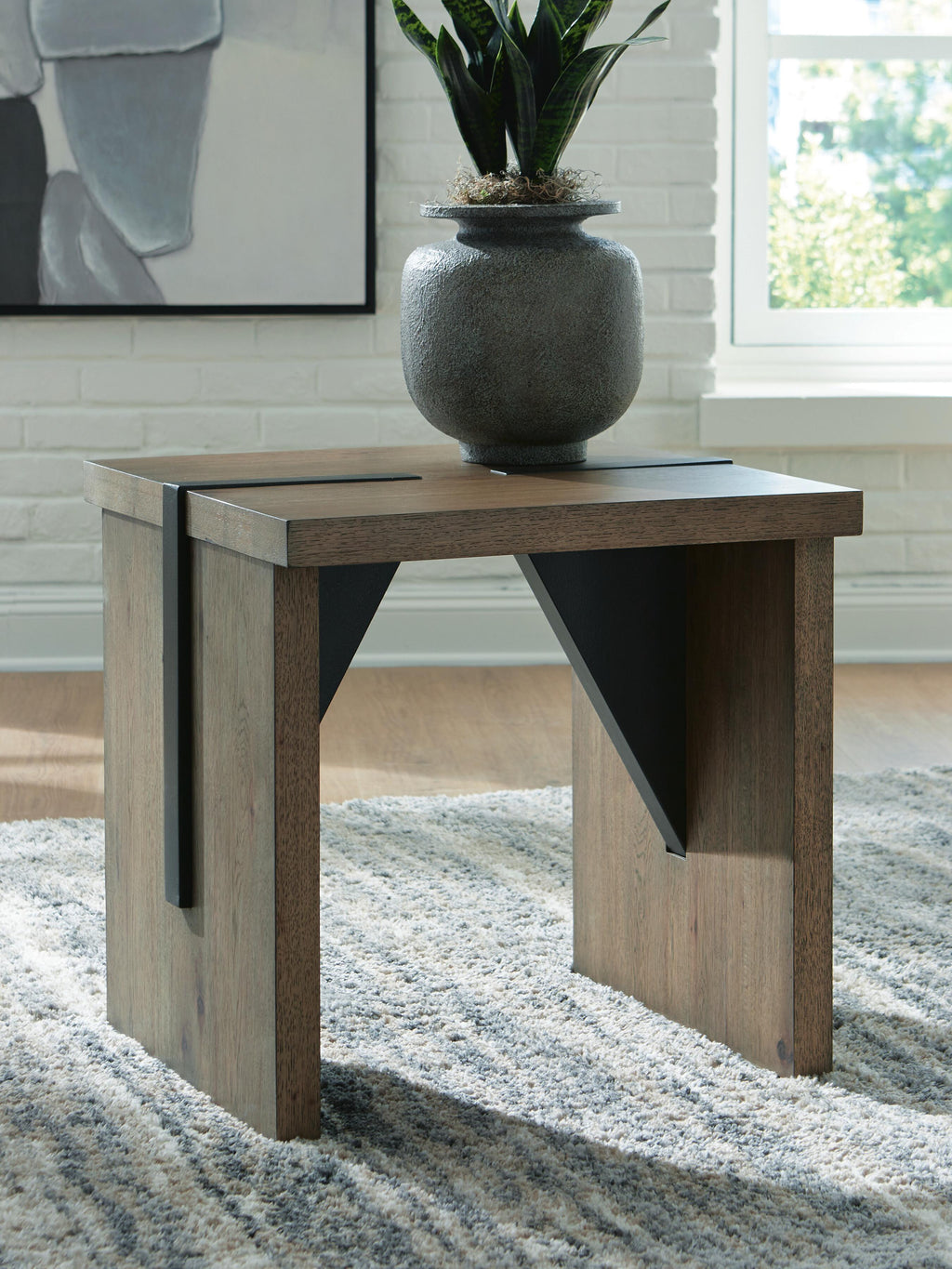 Kandinew End Table in Light Brown, lifestyle view