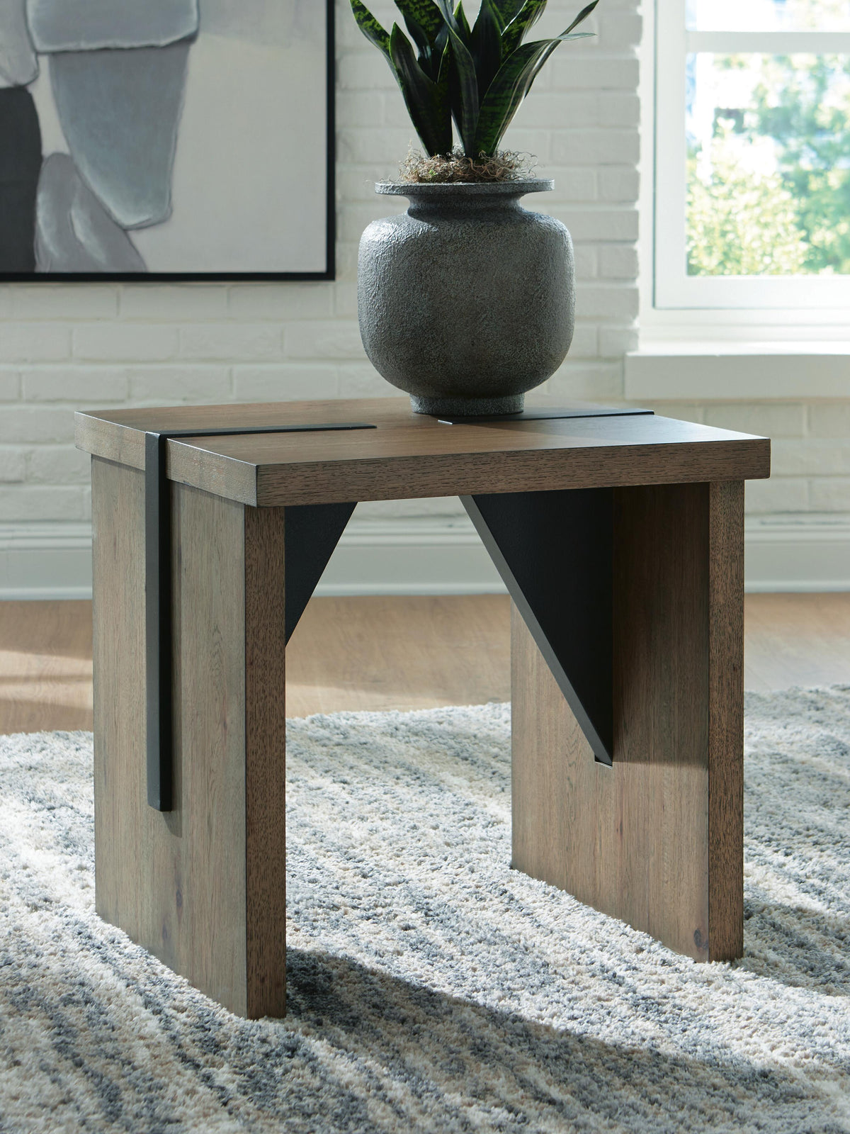 Kandinew End Table in Light Brown, lifestyle view