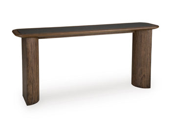 Dontayne Sofa Table in Warm Brown, angle view