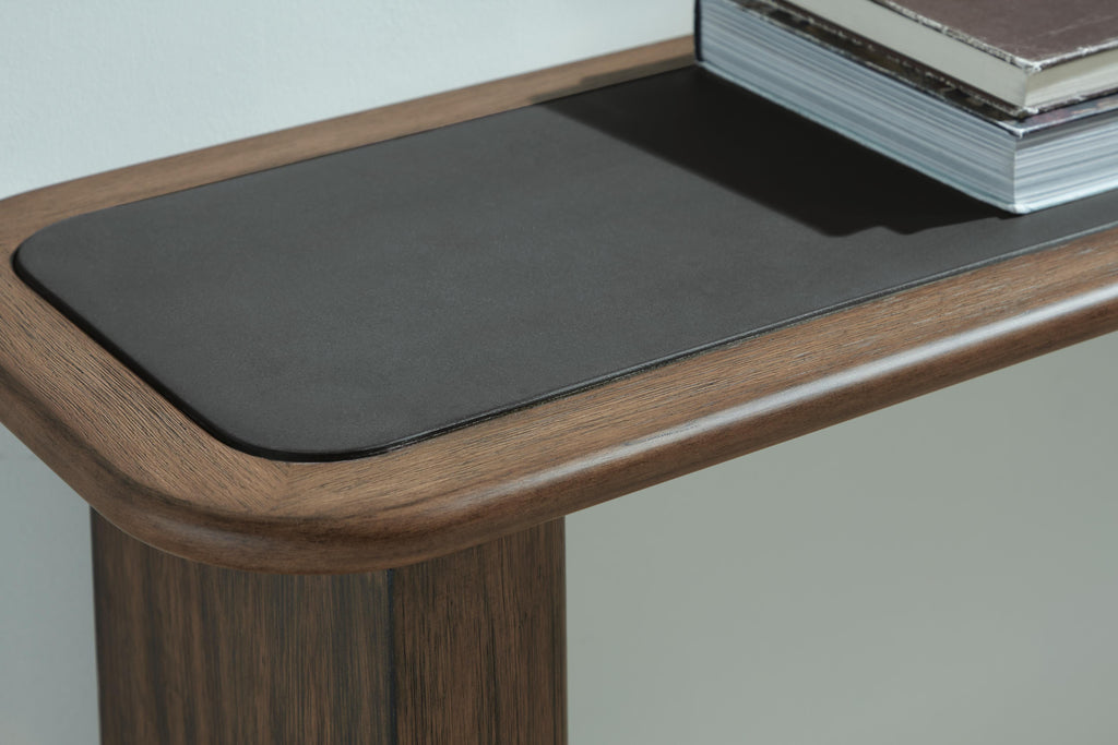 Dontayne Sofa Table in Warm Brown, detail view