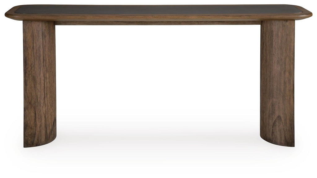Dontayne Sofa Table in Warm Brown, front view