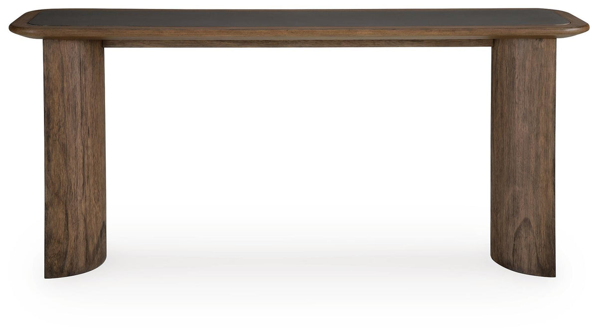 Dontayne Sofa Table in Warm Brown, front view