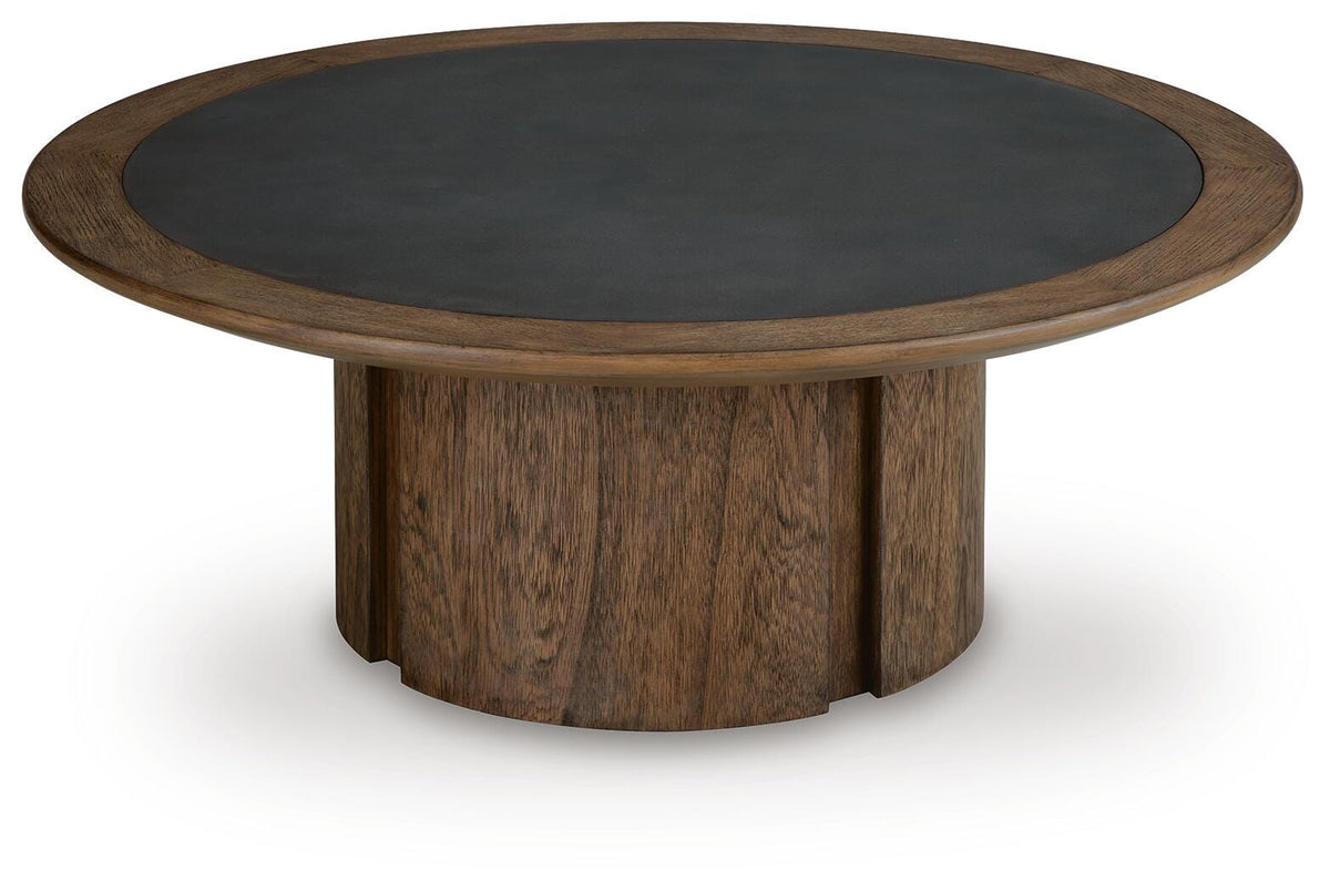Dontayne Coffee Table in Warm Brown, angle view