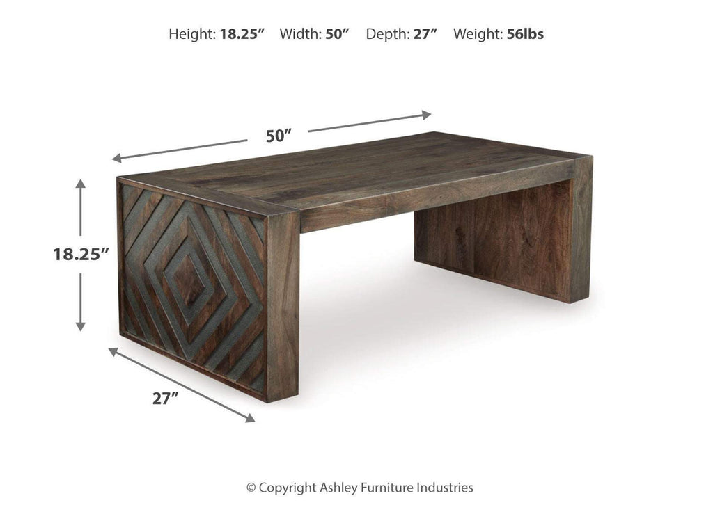 Dreggan Coffee Table with 1 End Table dimensions