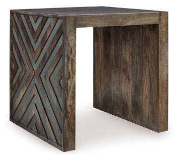 Dreggan End Table in Brown, angle view