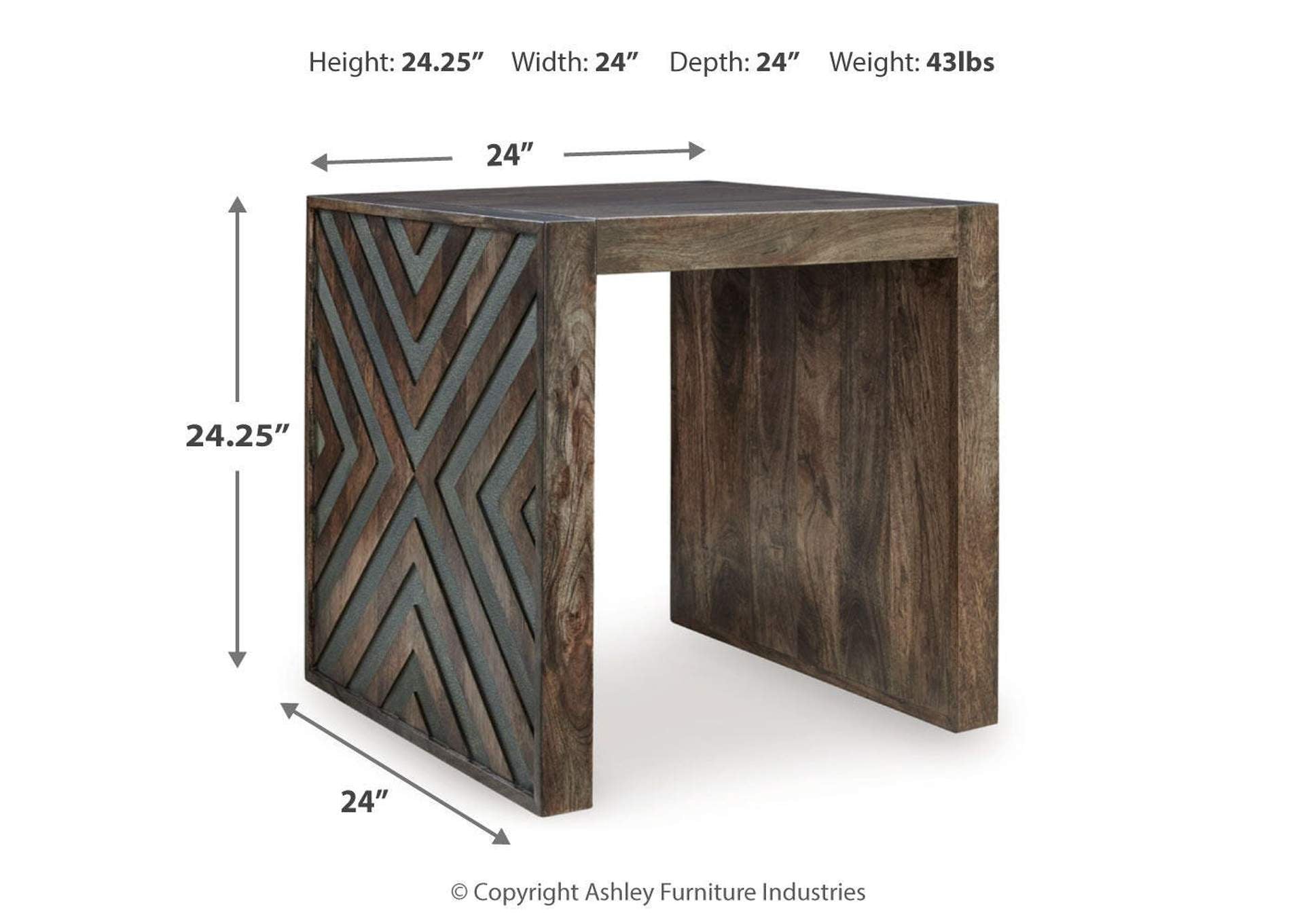 Dreggan Coffee Table with 2 End Tables dimensions