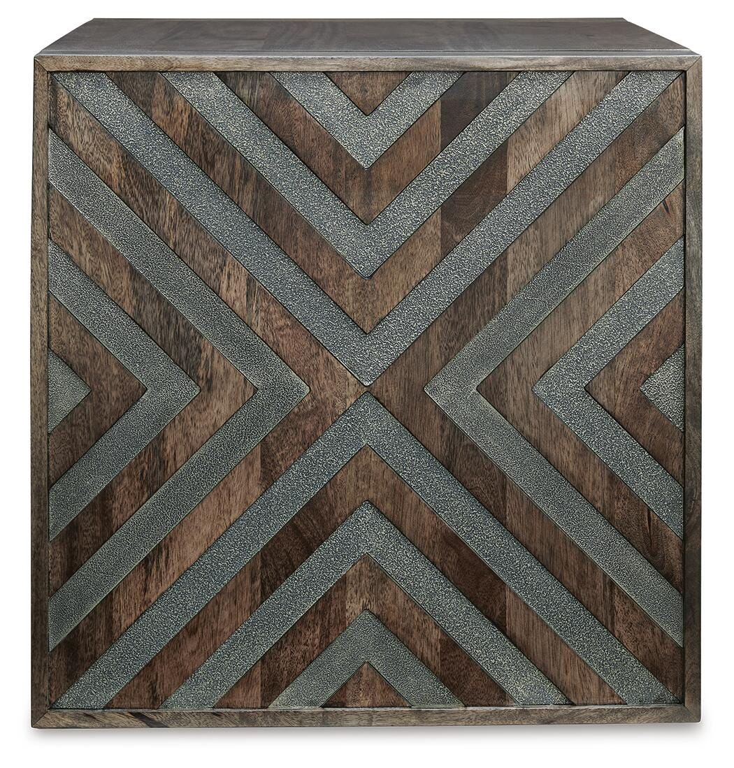 Dreggan End Table in Brown, side view