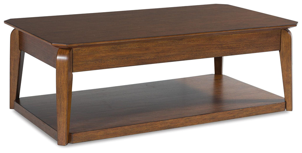 Trenmour Coffee Table in Medium Brown, back view