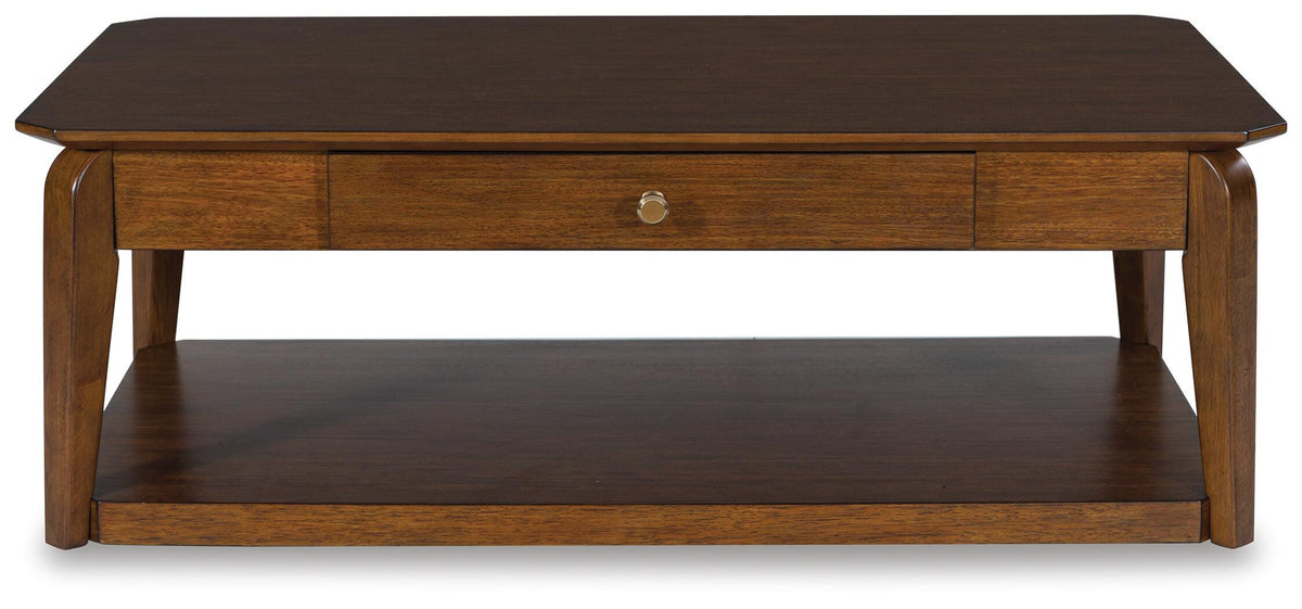 Trenmour Coffee Table in Medium Brown, front view