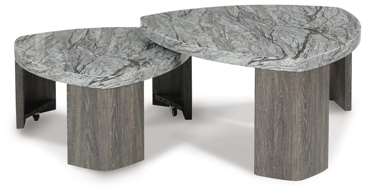 Surmour Stacked Coffee Table in Gray/Brown, open view