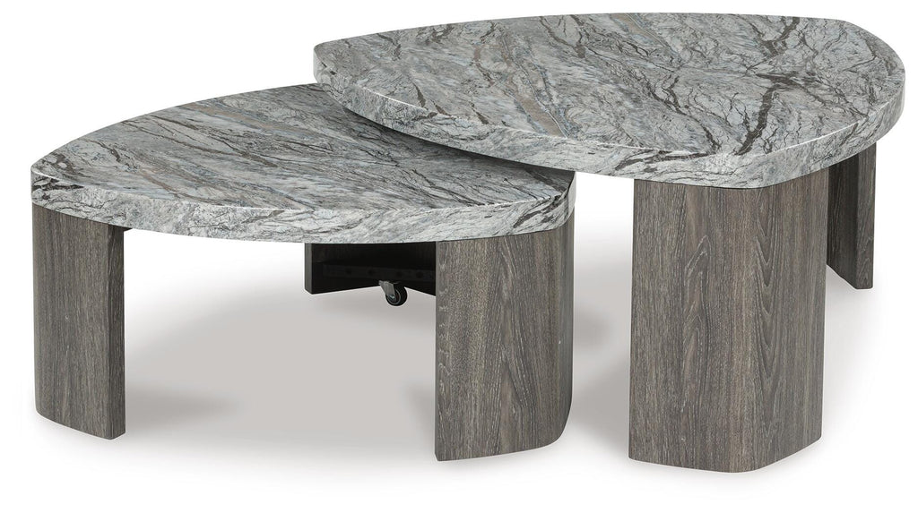 Surmour Stacked Coffee Table in Gray/Brown, open view