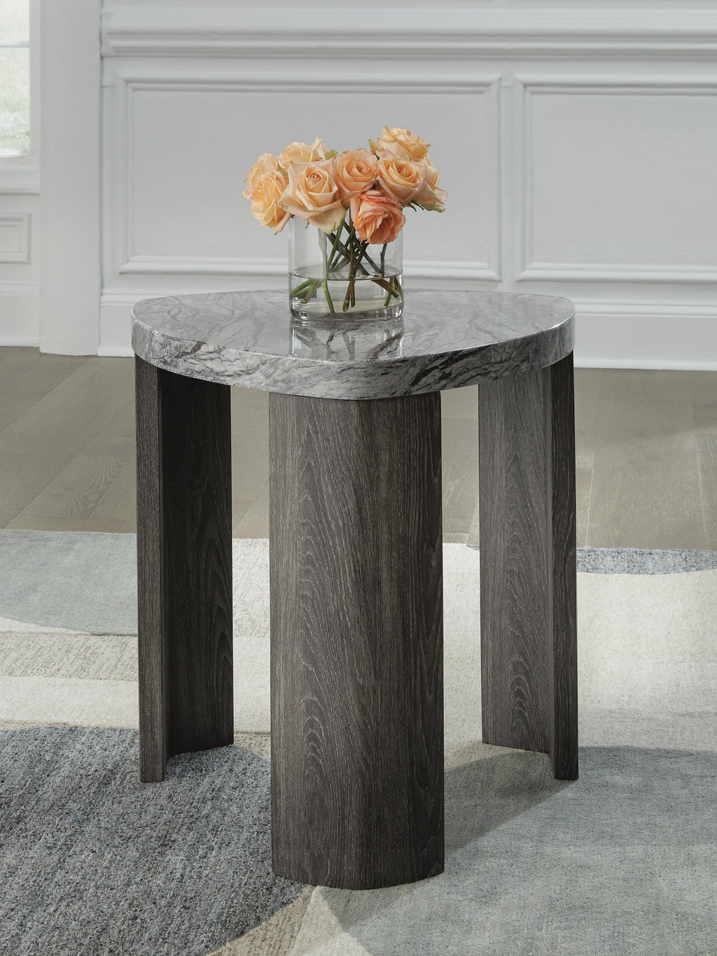 Surmour End Table in Gray/Brown, lifestyle view