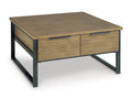 Montia Lift-Top Coffee Table in Light Brown, closed view