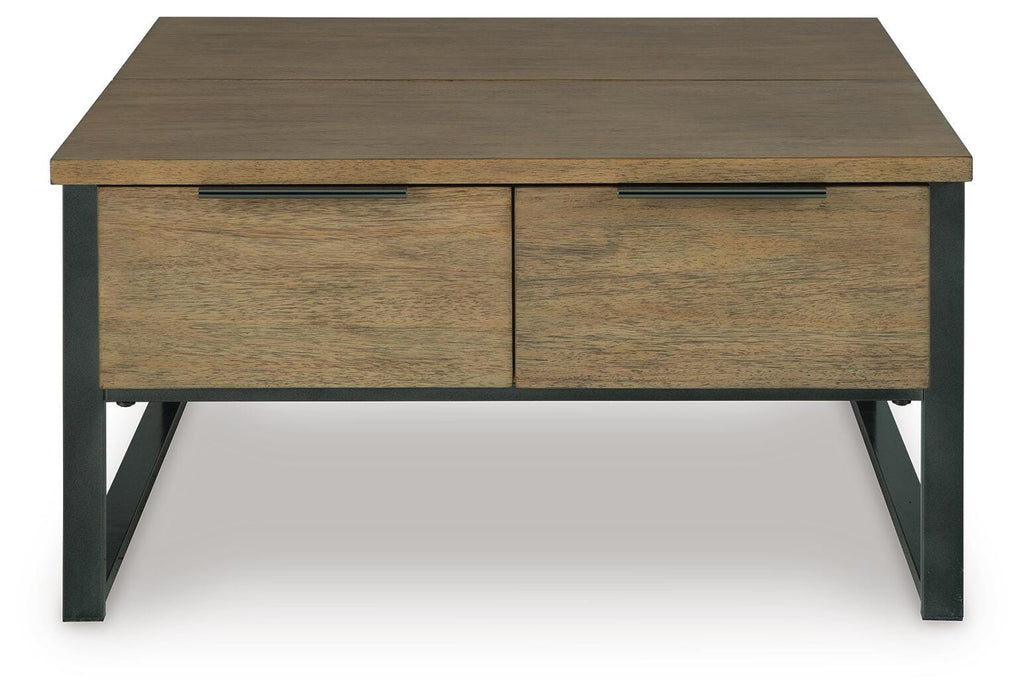 Montia Lift-Top Coffee Table in Light Brown, front view