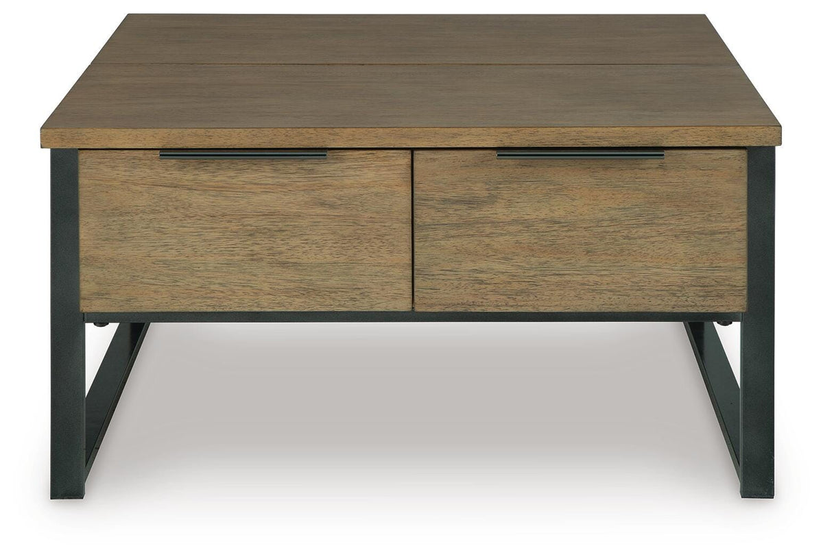 Montia Lift-Top Coffee Table in Light Brown, front view