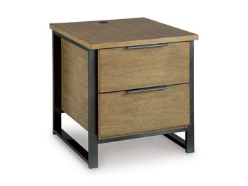 Montia End Table in Light Brown, closed view