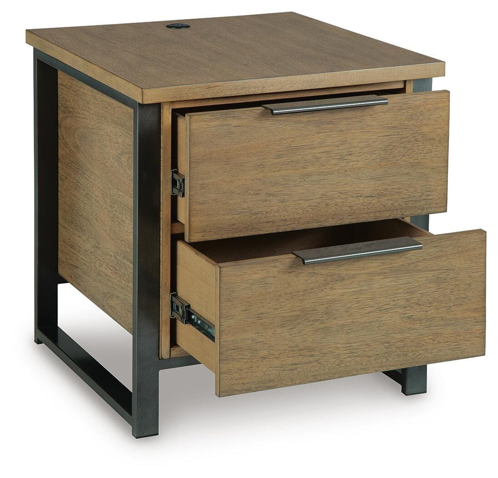 Montia End Table in Light Brown, open view