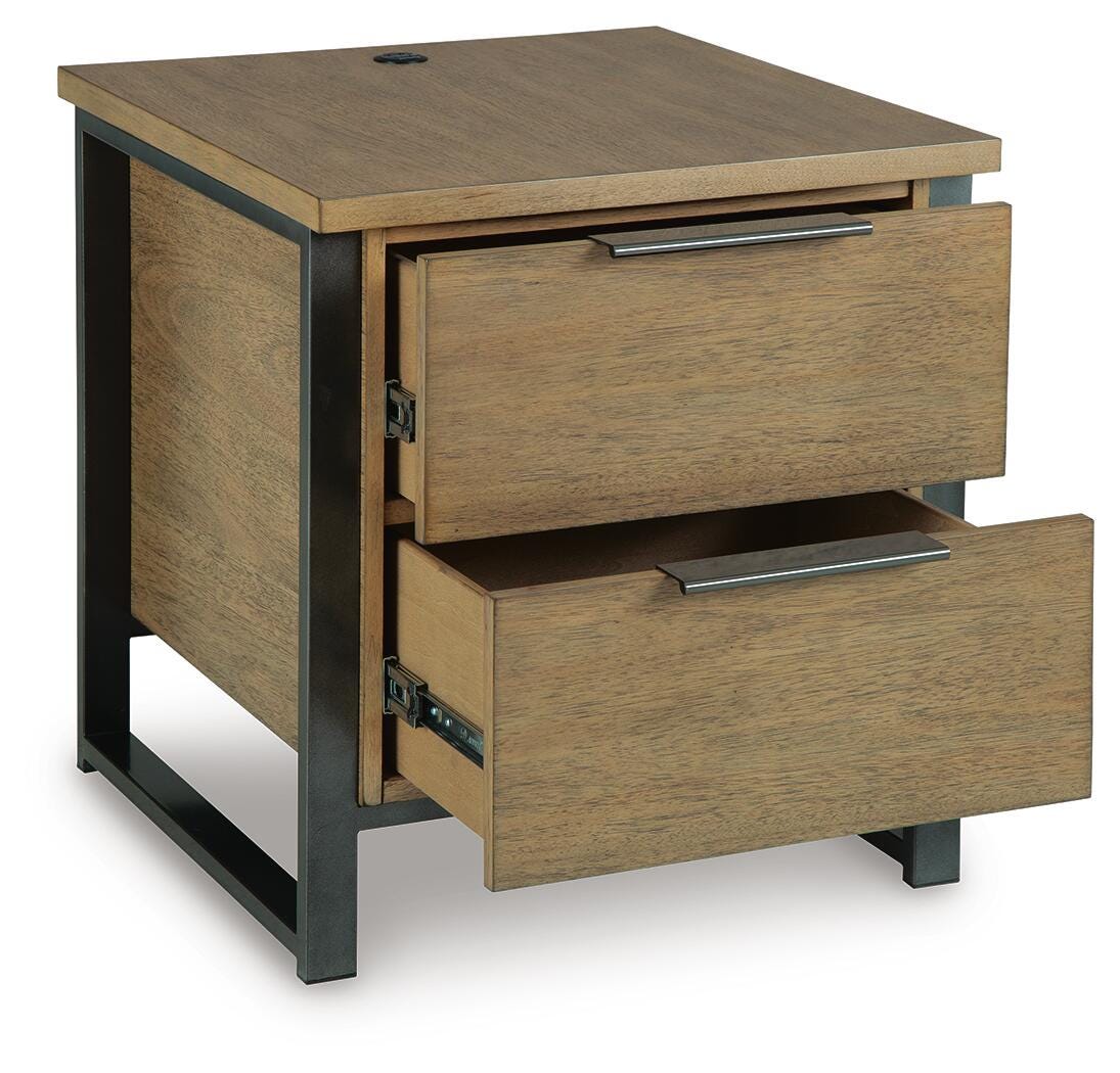 Montia End Table in Light Brown, open view