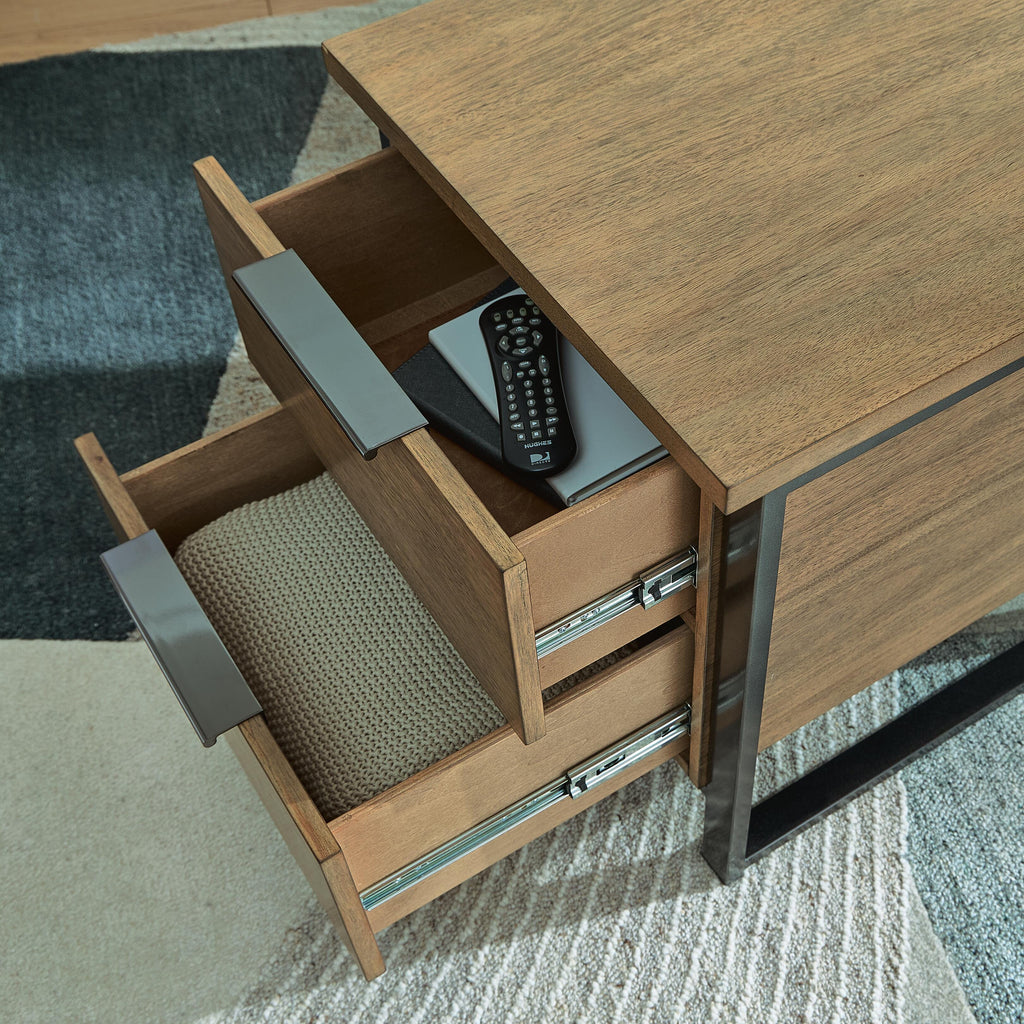 Montia End Table in Light Brown, detail view
