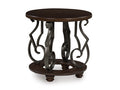Frallyn End Table in Dark Brown, angle view