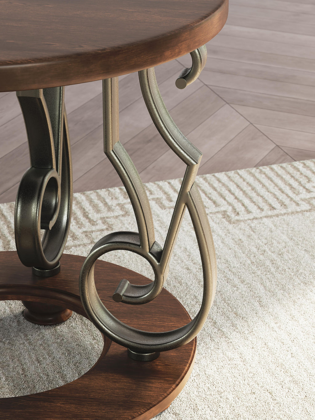 Frallyn End Table in Dark Brown, detail view