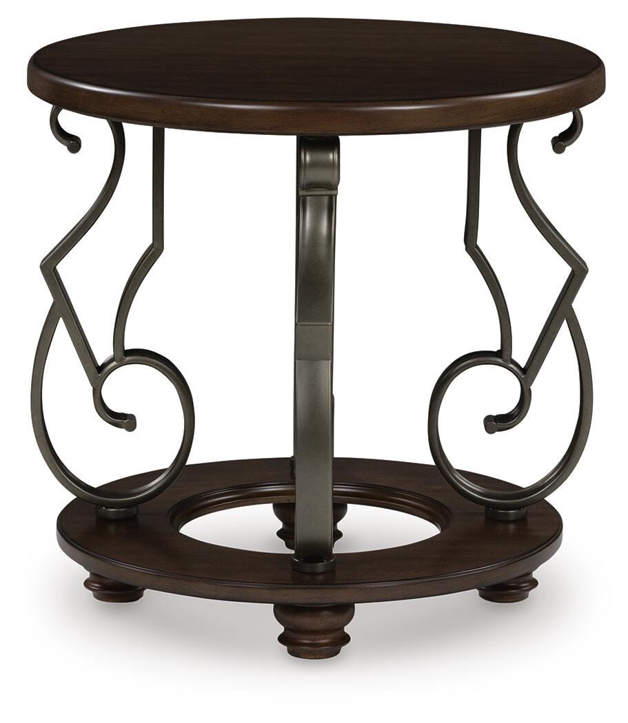 Frallyn End Table in Dark Brown, front view