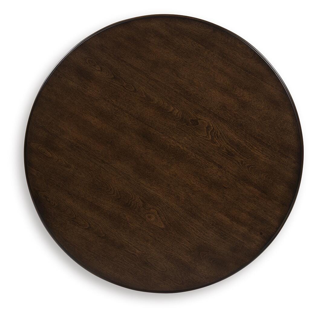 Frallyn End Table in Dark Brown, top view