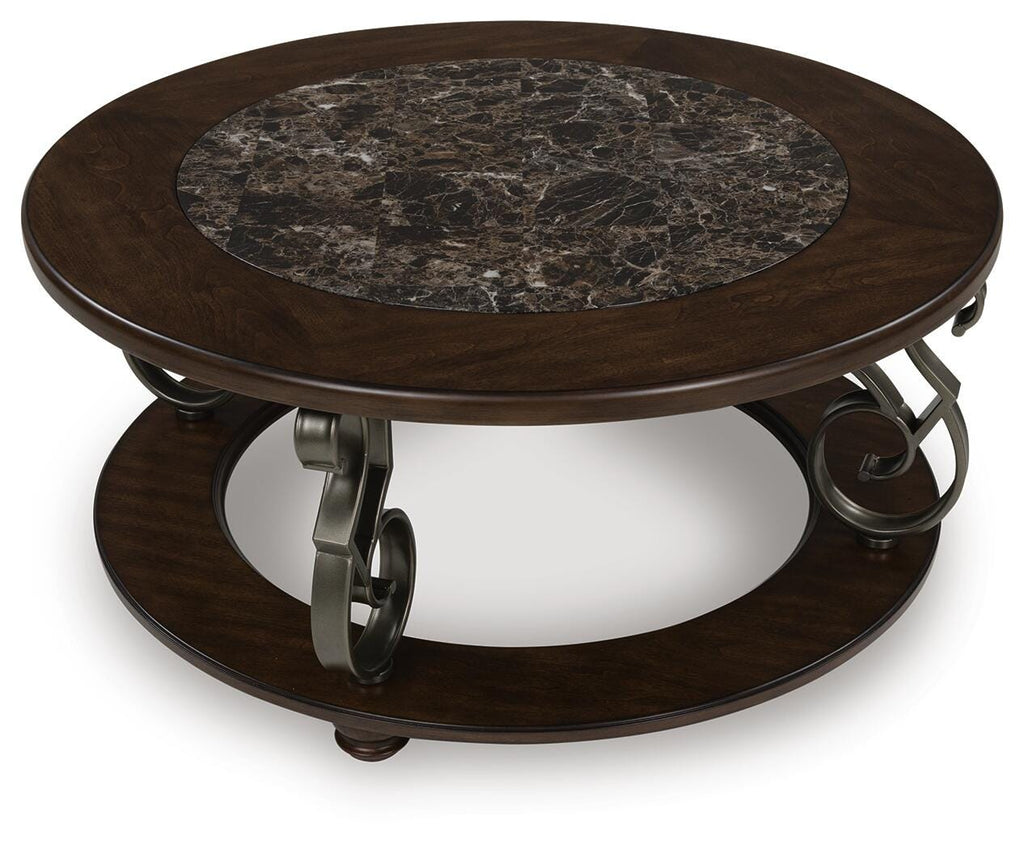 Frallyn Coffee Table in Dark Brown, angle view