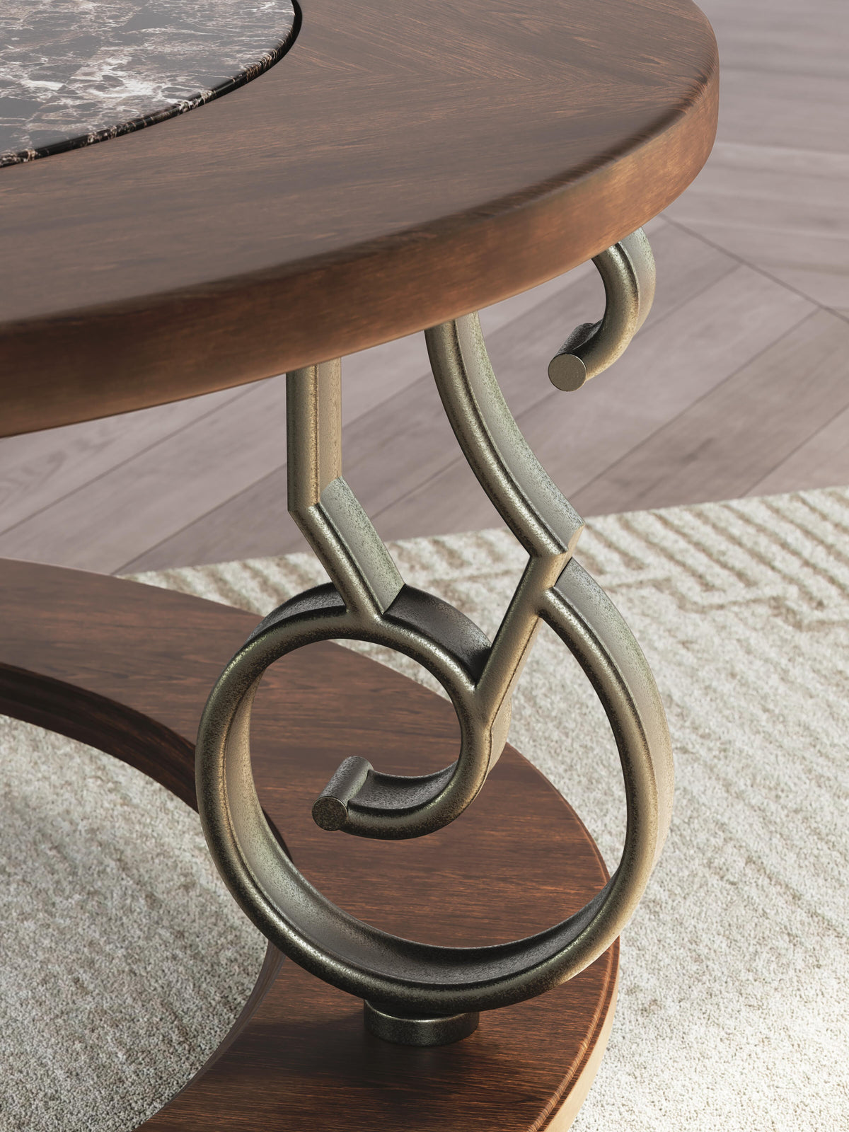 Frallyn Coffee Table in Dark Brown, detail view