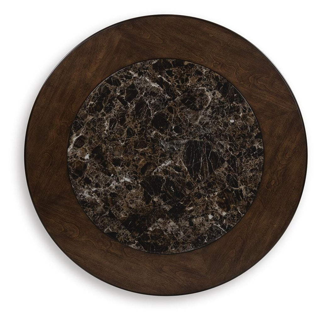 Frallyn Coffee Table in Dark Brown, top view