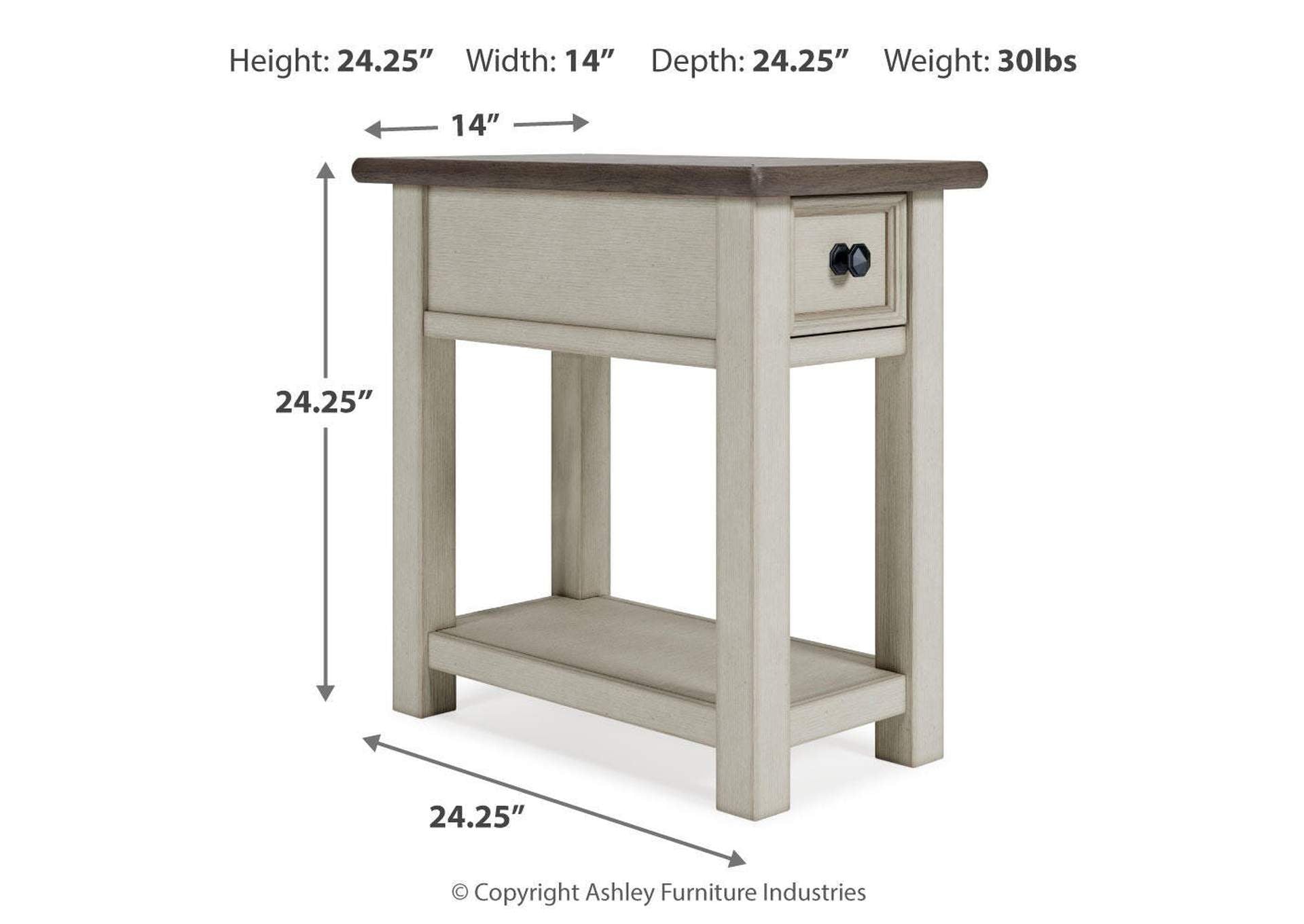 Bolanburg Coffee Table with 1 End Table dimensions
