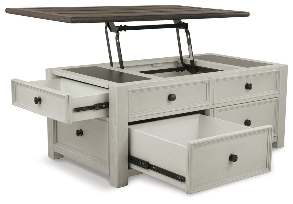 Bolanburg Coffee Table with Lift Top in Two-tone, open view