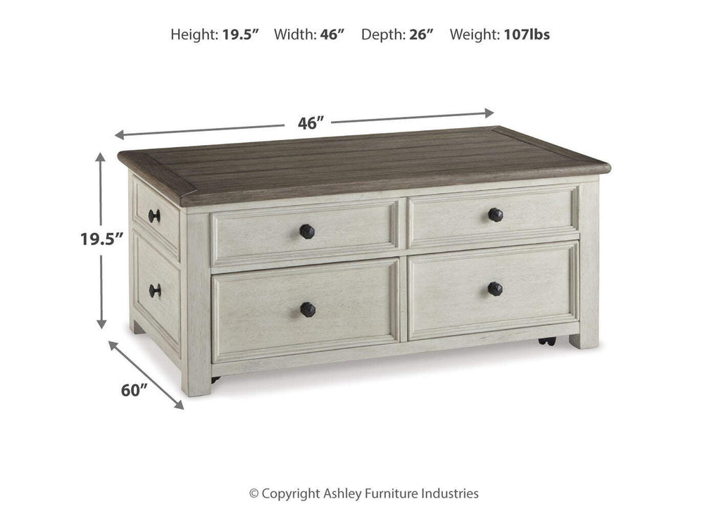 Bolanburg Coffee Table with 2 End Tables dimensions