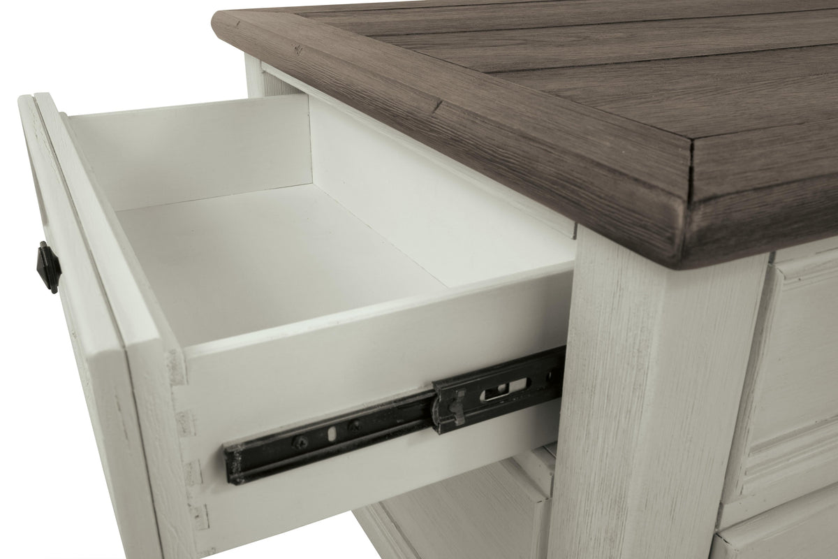 Bolanburg Coffee Table with Lift Top in Two-tone, detail view