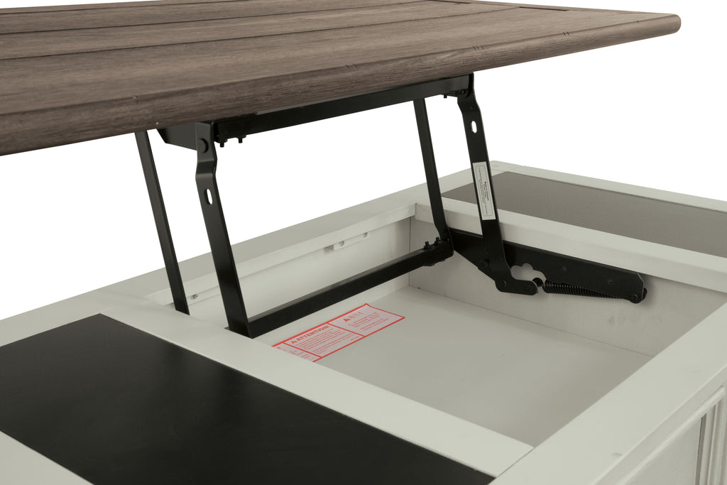 Bolanburg Coffee Table with Lift Top in Two-tone, detail view