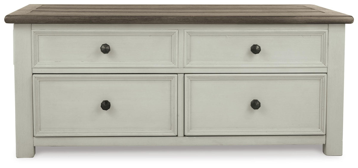 Bolanburg Coffee Table with Lift Top in Two-tone, front view