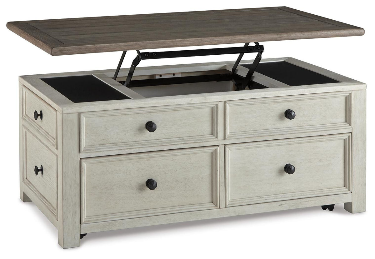 Bolanburg Coffee Table with Lift Top in Two-tone, open view