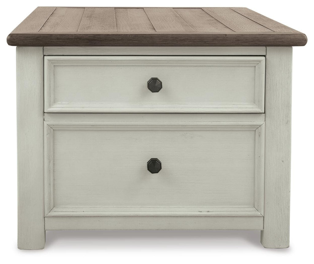 Bolanburg Coffee Table with Lift Top in Two-tone, side view