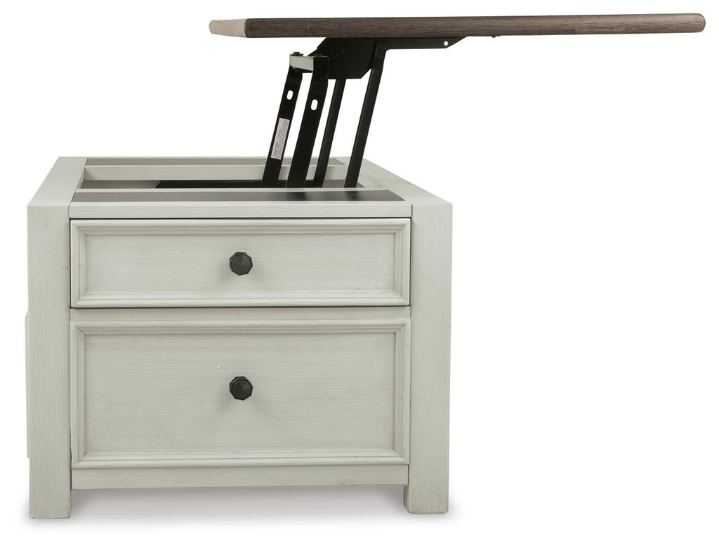 Bolanburg Coffee Table with Lift Top in Two-tone, side view