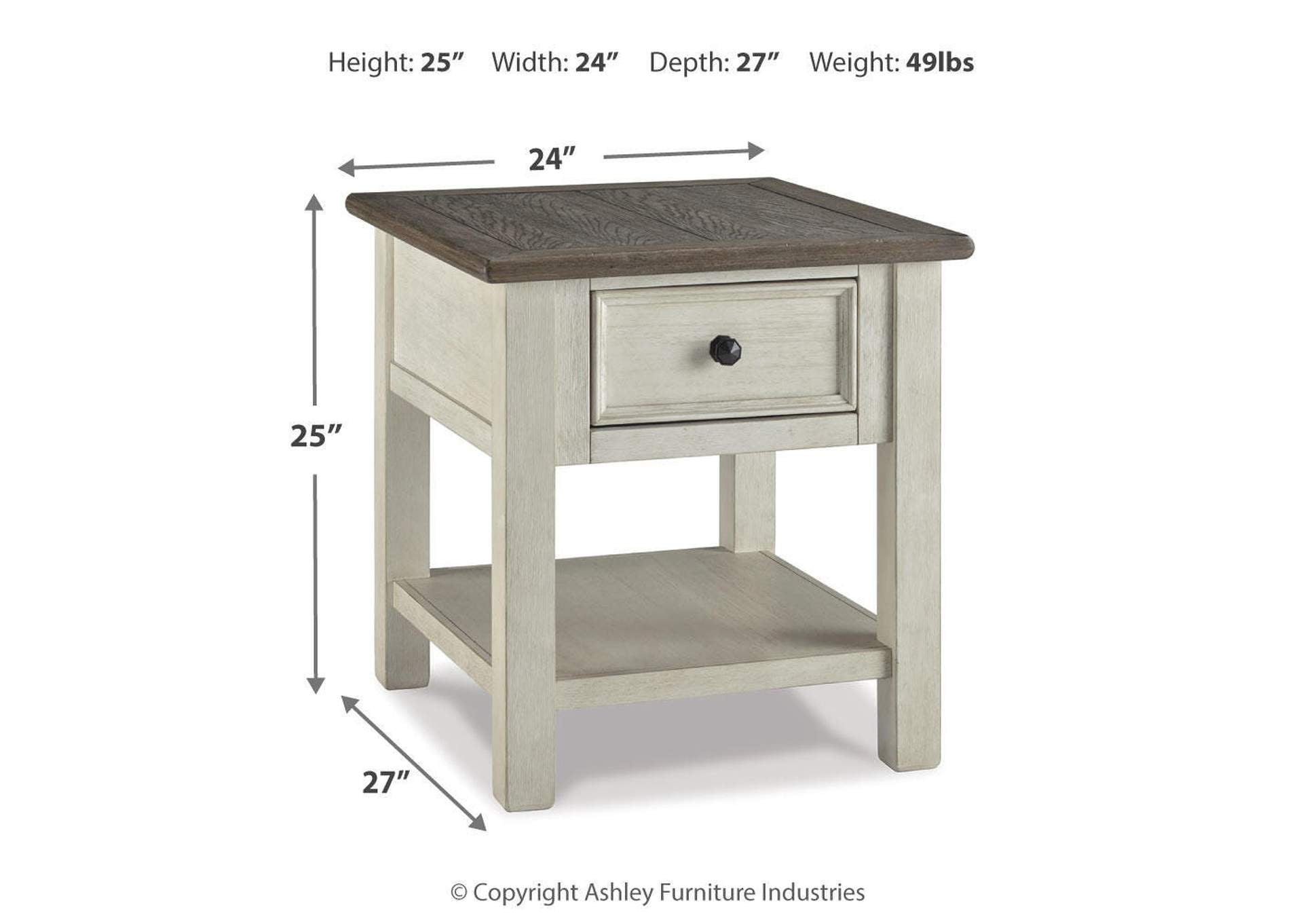 Bolanburg 2 End Tables dimensions