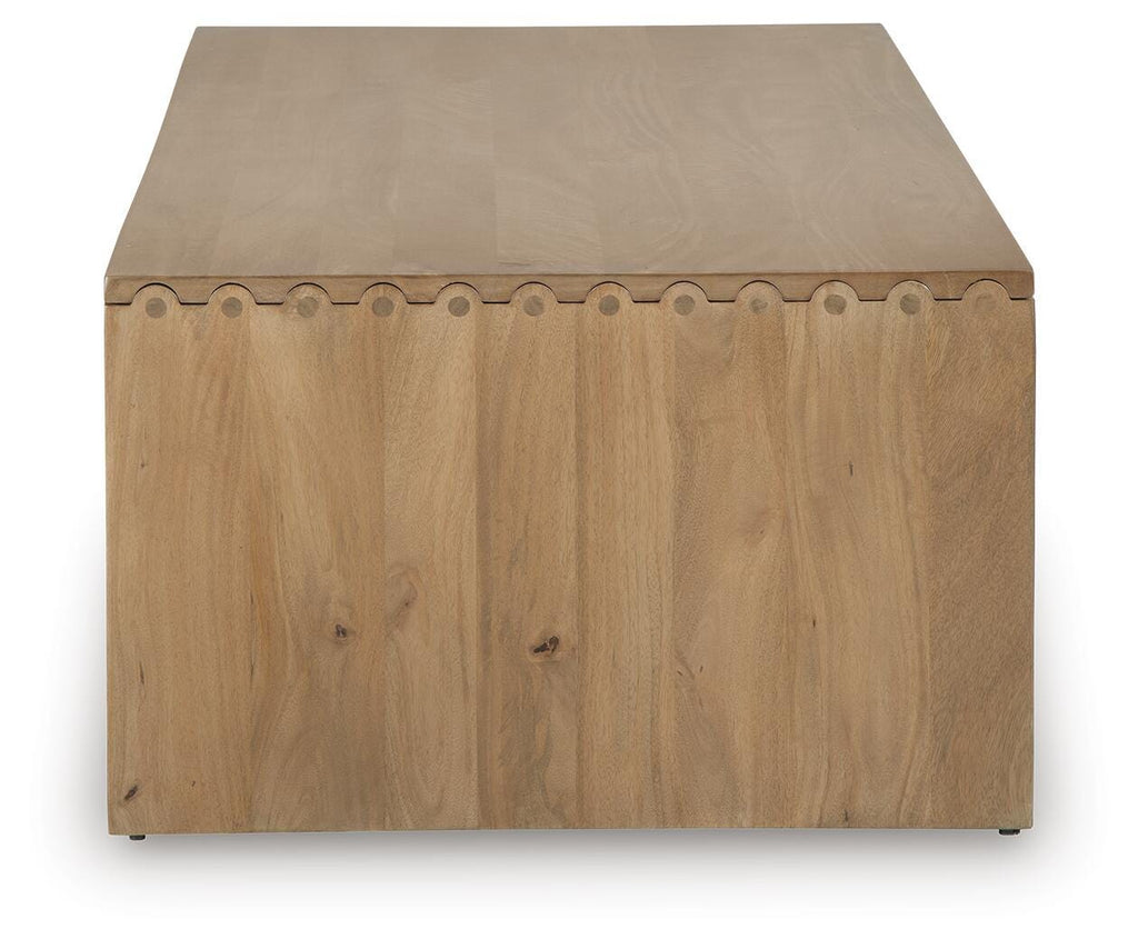 Ella Grove Coffee Table in Rich Brown, side view